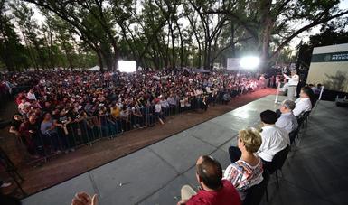 Asamblea pública encabezada por el presidente Andrés Manuel López Obrador 