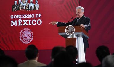 El presidente de México, Andrés Manuel López Obrador, desde Palacio Nacional en la conferencia de esta mañana.