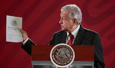 El presidente de México, Andrés Manuel López Obrador, en Palacio Nacional durante la conferencia matutina de hoy.