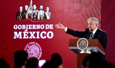 El presidente de México, Andrés Manuel López Obrador, en la conferencia matutina de hoy desde Palacio Nacional.