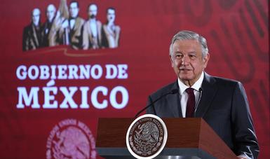 El presidente de México, Andrés Manuel López Obrador, desde Palacio Nacional durante la conferencia matutina de esta mañana.