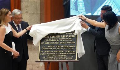 El presidente de México, Andrés Manuel López Obrador, desde la conmemoración del centenario luctuoso de Amado Nervo, desde Tepic, Nayarit.