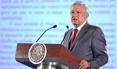 El presidente de México, Andrés Manuel López Obrador, desde Palacio Nacional durante la conferencia matutina de hoy.