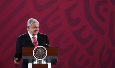 El presidente de México, Andrés Manuel López Obrador, durante la conferencia de prensa de hoy desde Palacio Nacional.