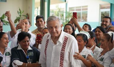 El presidente de México, Andrés Manuel López Obrador, durante su visita al Hospital Rural Benemérito de las Américas, en Chiapas.