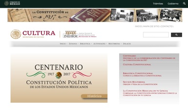La página conmemorativa del centenario de la Constitución de 1917 vuelve a estar incorporada a la página web del Instituto Nacional de Estudios Históricos de las Revoluciones de México (INEHRM).