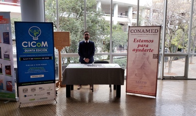 Lic. C. Gabriel Arreguín Lira atendió el stand que la CONAMED instaló en el CICoM 2020, con sede en la Facultad de Medicina de la UNAM.