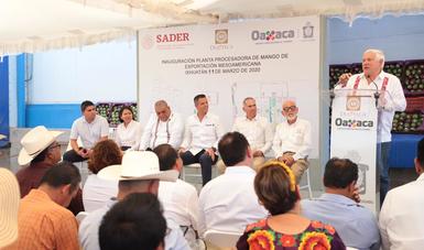 Inauguran Agricultura y Gobierno de Oaxaca planta procesadora de mango. 