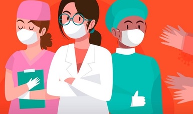 Ilustración de mujeres trabajadoras en el sector salud