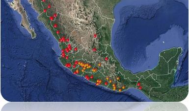 Mapa de la situación de incendios forestales.
