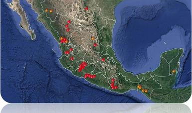 Mapa de la situación de incendios forestales en México