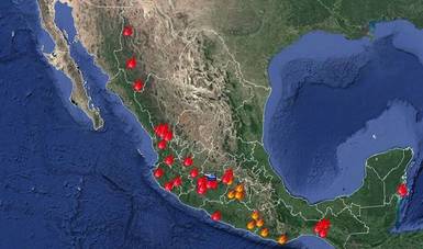 Mapa de la situación de incendios forestales