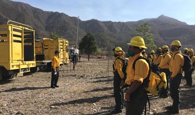 La Comisión Nacional Forestal (Conafor) informa que hay un total de 643 combatientes forestales trabajando coordinados para controlar el incendio que abarca los municipios de Santiago, en Nuevo León, y de Arteaga, en Coahuila.