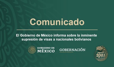El Gobierno de México informa sobre la inminente supresión de visas a nacionales bolivianos