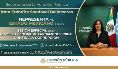 Secretaria Sandoval Ballesteros representa al Estado mexicano en la Sesión Especial de las Naciones Unidas contra la Corrupción