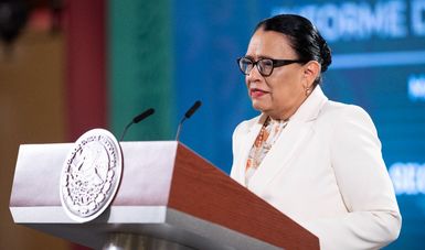 La secretaria Rosa Icela Rodríguez presentó el informe mensual sobre 