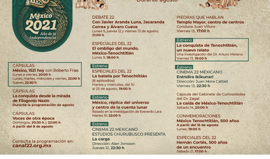 Dedica una programación especial en el marco de la conmemoración de los 500 años de resistencia indígena, 1521 toma de México-Tenochtitlán.