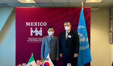 Reunión entre el canciller Marcelo Ebrard y el ministro de Asuntos Exteriores de la República de Corea, Chung Eui-yong