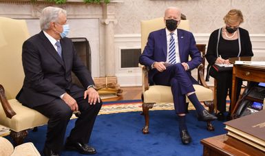 Diálogo entre los presidentes López Obrador y Joseph Biden en la Casa Blanca