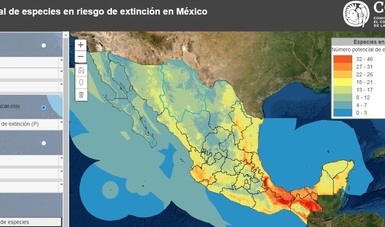 Mapa potencial de especies en riesgo en México