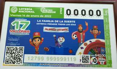 Fotografía del billete Alegría Lotería del Sorteo Superior 2709
