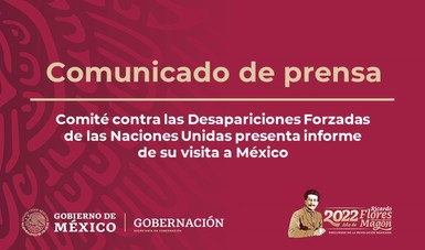 Comité contra las Desapariciones Forzadas de las Naciones Unidas presenta informe de su visita a México