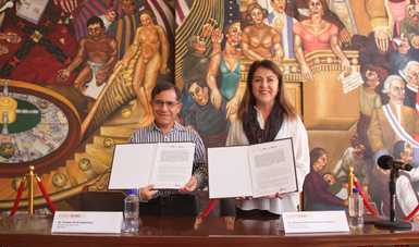 Firman convenio de colaboración para el rescate y preservación del Archivo Histórico de la Lotería Nacional.