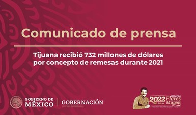Tijuana recibió 732 millones de dólares por concepto de remesas durante 2021