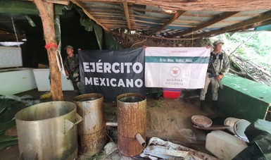 Guardia Nacional en coordinación con el Ejército Mexicano localizaron dos laboratorios clandestinos en Sinaloa