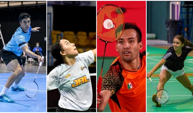 (izq. a der.) Job Castillo, Miriam Rodríguez, Lino Muñoz y Haramara Gaitán, badmintonistas mexicanos. Especial  