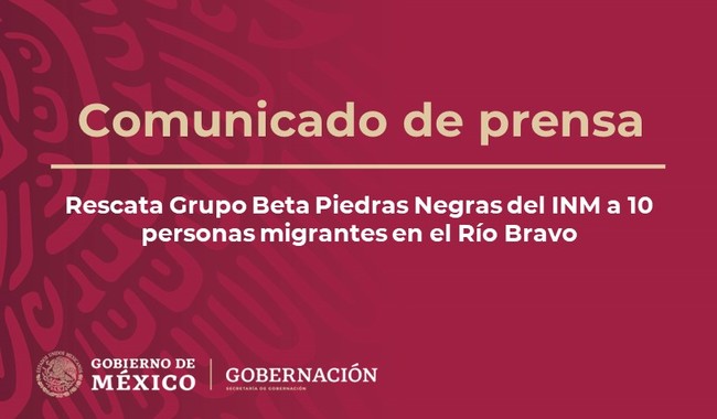 Rescata Grupo Beta Piedras Negras del INM a 10 personas migrantes en el Río Bravo