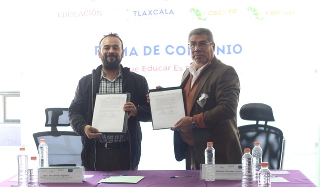 La Colmena y CECyTE-EMSaD de Tlaxcala firmaron una carta de colaboración para efectuar acciones culturales y tecnológicas en conjunto durante este 2023.
