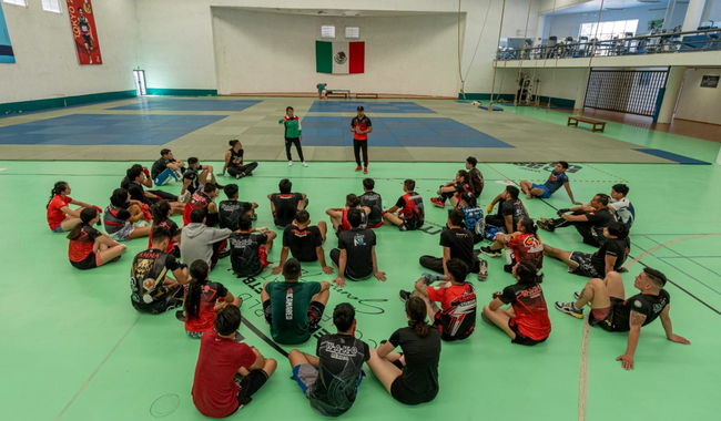 Aspecto general del primer campamento de kickboxing del año en Villas Tlalpan con la preselección nacional. CONADE