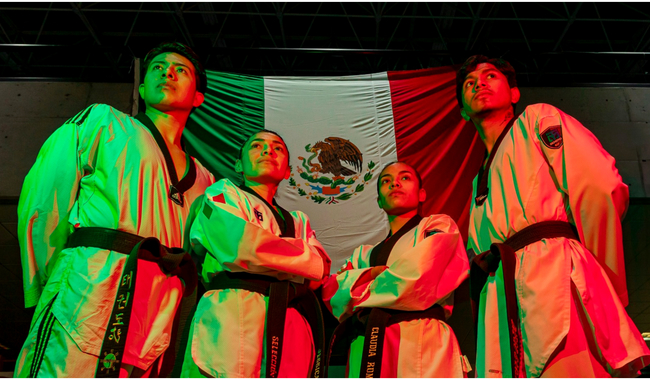 (Izq. a der.) Luis Mario Nájera, Jessica García, Claudia Romero y Juan Diego García, seleccionados nacionales de Para Taekwondo. CONADE 