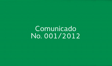 Comunicado No. 001/2012