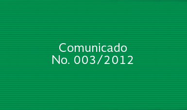 Comunicado No. 003/2012