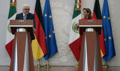 La Canciller Claudia Ruiz Massieu y el Ministro Federal de Relaciones Exteriores de Alemania Frank-Walter Steinmeier