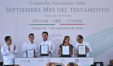 El Secretario de Gobernación, Miguel Ángel Osorio Chong, puso en marcha la Campaña Nacional 2016 Septiembre Mes del Testamento en el estado de Campeche.
