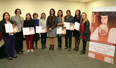 Durante premiación a las tesis ganadoras del Concurso de Tesis en Género Sor Juana Inés de la Cruz