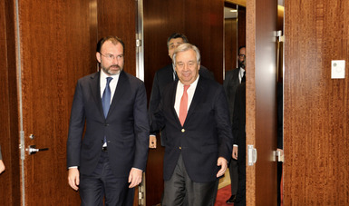 Se reúnen el Canciller de México, Luis Videgaray y  el Secretario General de la ONU, António Guterres   